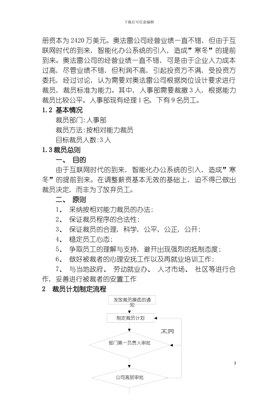 奥法雷公司人事部裁员方案模板_第3页
