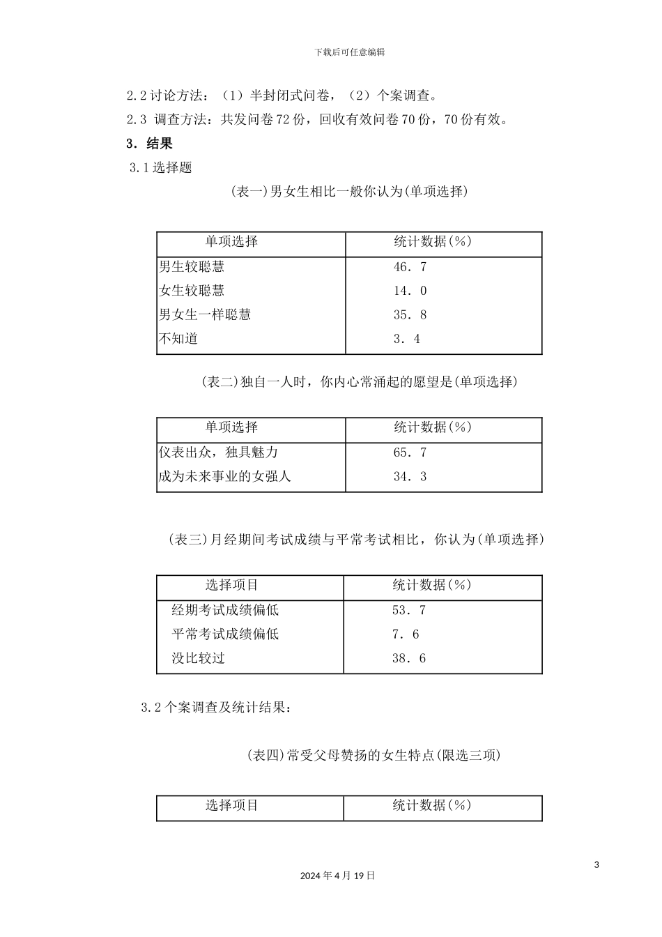 女中学生自我心理定位的调查报告_第3页