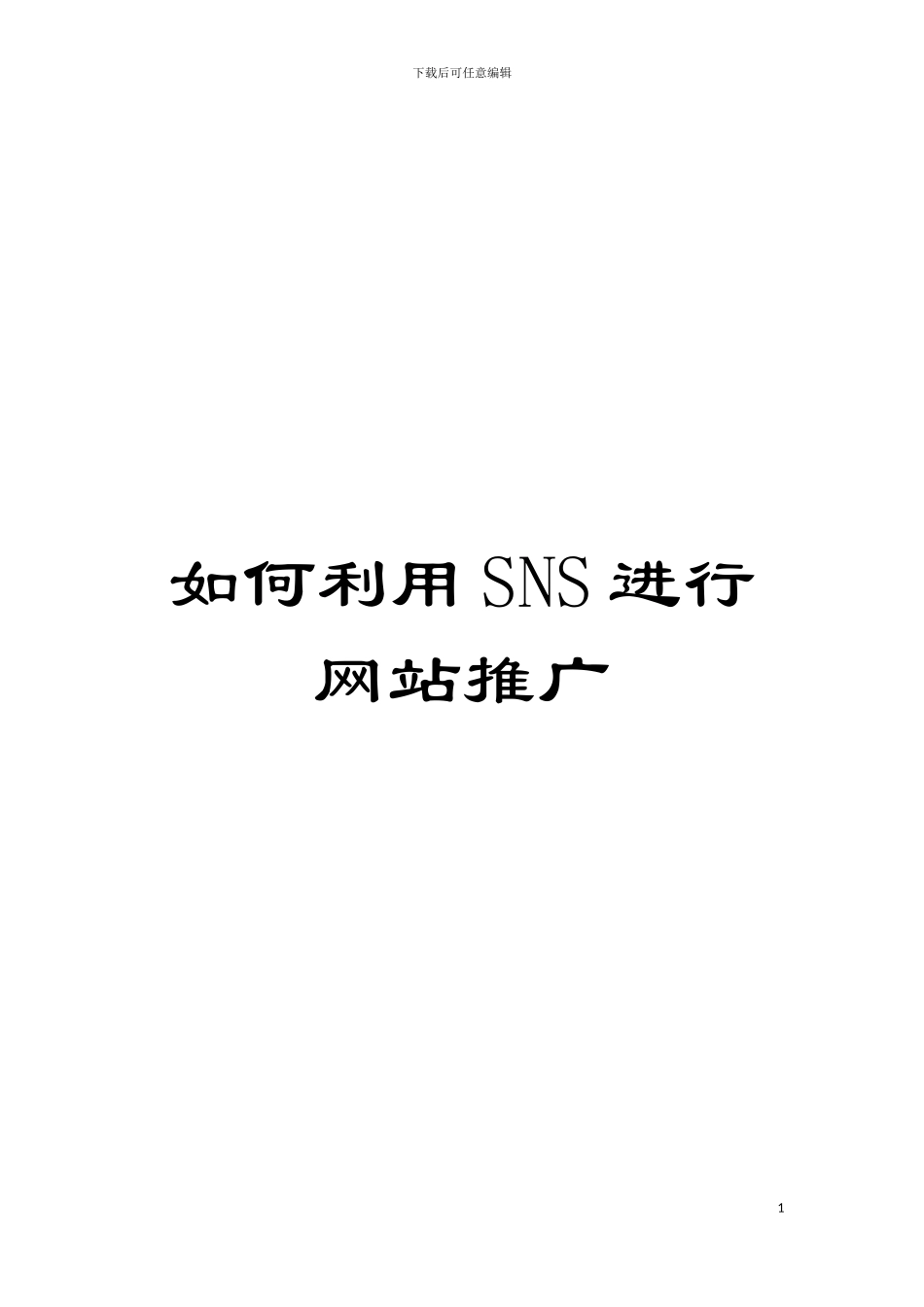 如何利用SNS进行网站推广模板_第1页