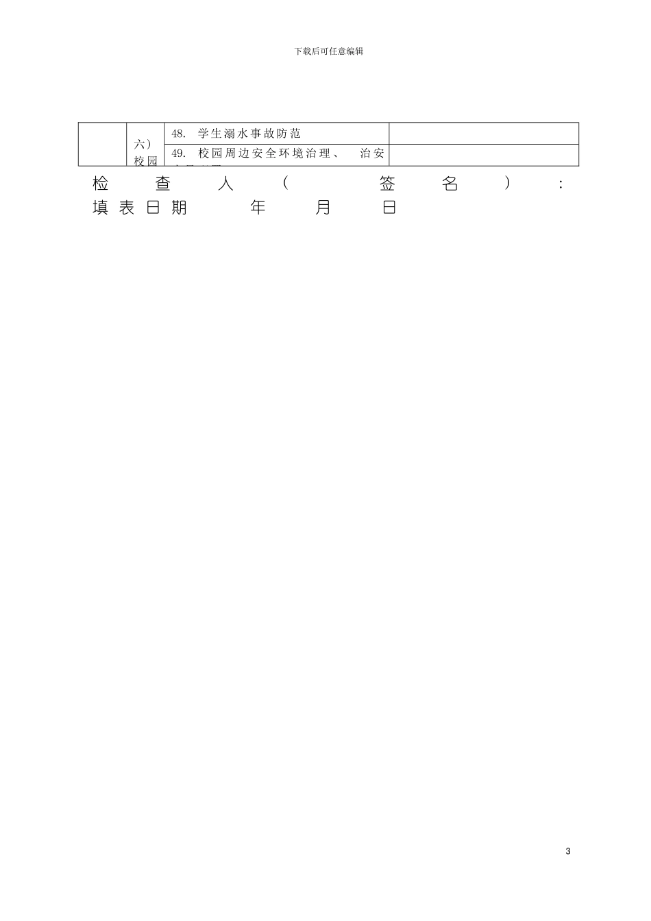 学校安全检查表格模板_第3页