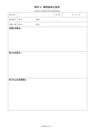 绩效面谈记录表