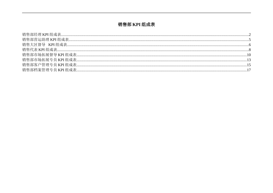 销售部KPI指标组成表_第1页