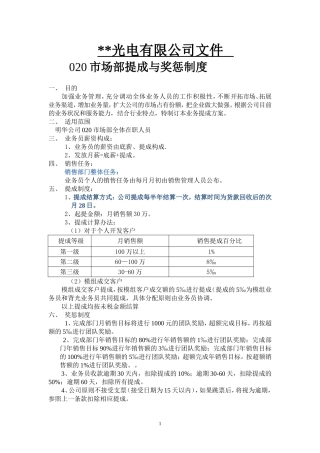 LED公司业务提成制度