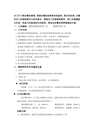 餐饮销售业绩提成方案的建议
