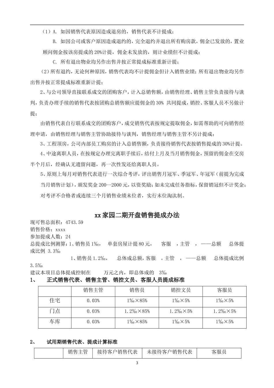 房地产销售部、策划部绩效考核与提成管理办_第3页