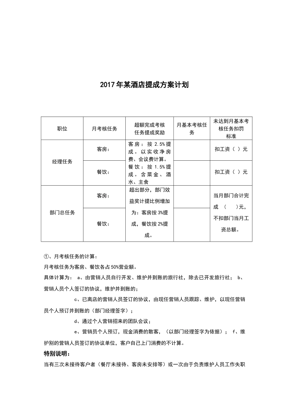 各酒店销售提成方案_第3页