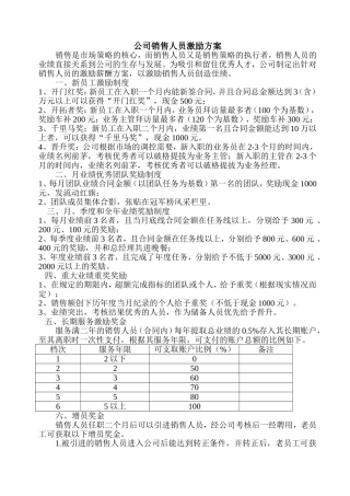 公司销售人员激励方案(修改版)