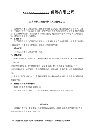商贸公司业务部绩效考核与提成管理办法