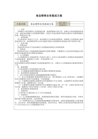 食品销售业务提成方案