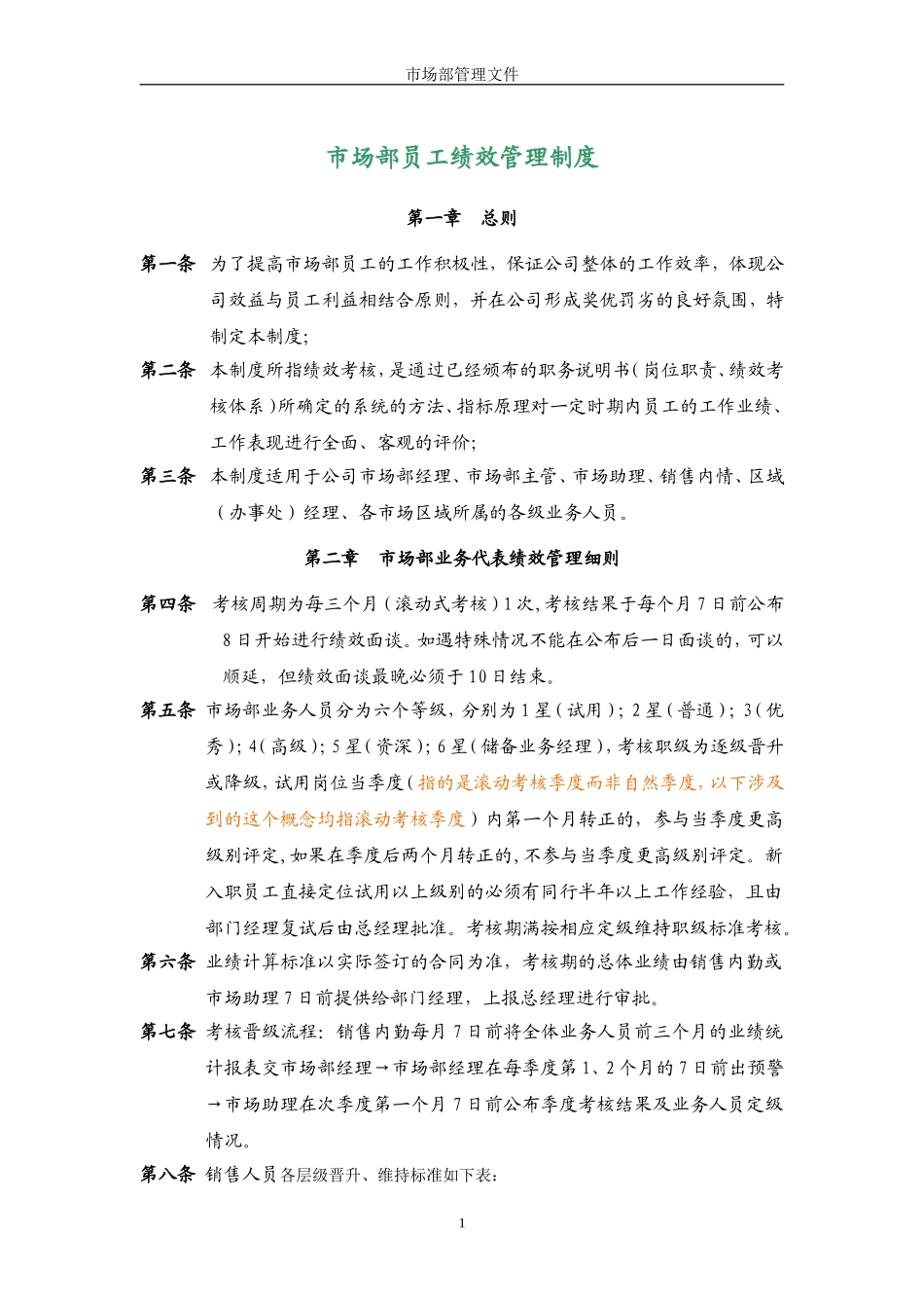 销售部绩效管理制度_第1页
