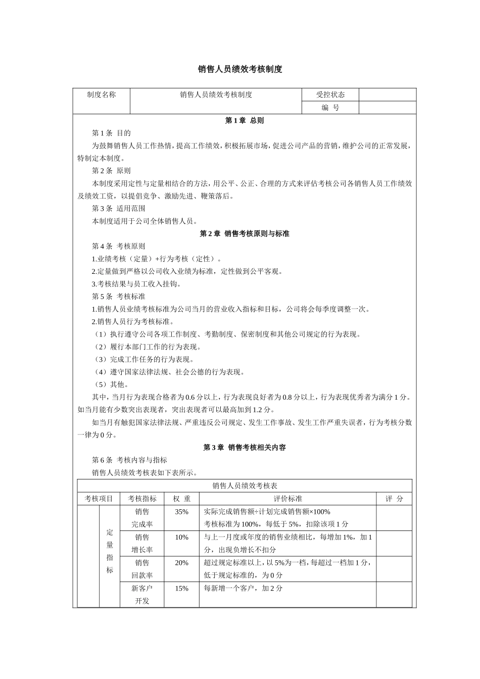 销售人员绩效考核制度_第1页
