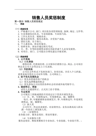 销售人员奖惩制度