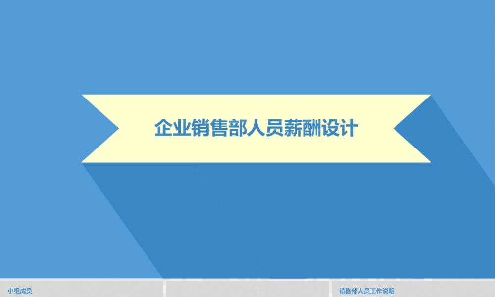 销售人员薪酬设计方案