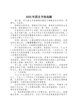 20XX年团支书竞选稿