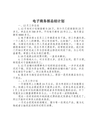 电子商务部总结计划