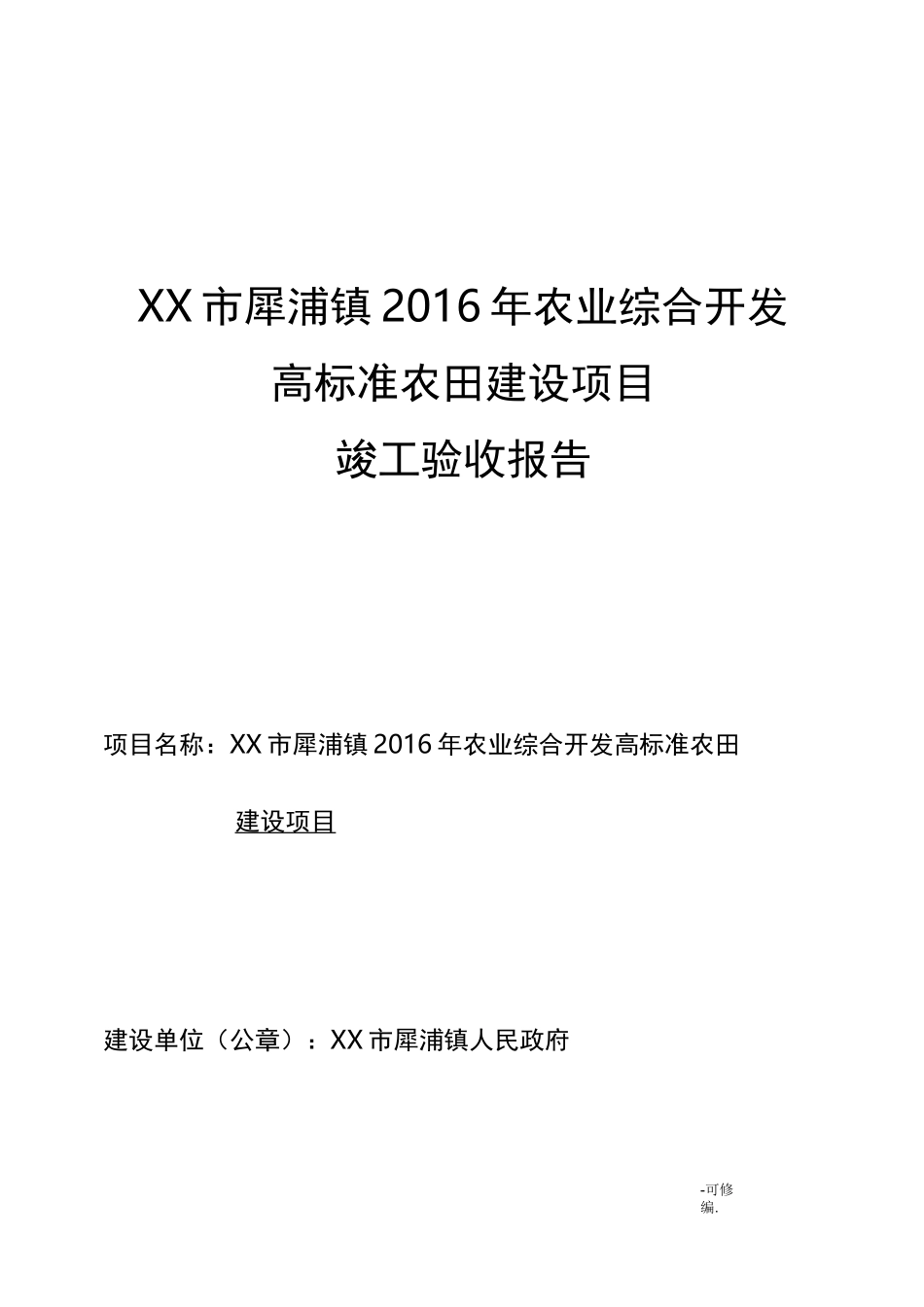 高标准农田竣工验收报告定稿_第1页