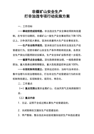 非煤矿山安全生产打非治违实施方案
