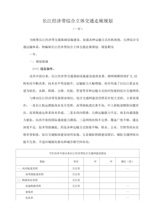 长江经济带综合立体交通走廊规划
