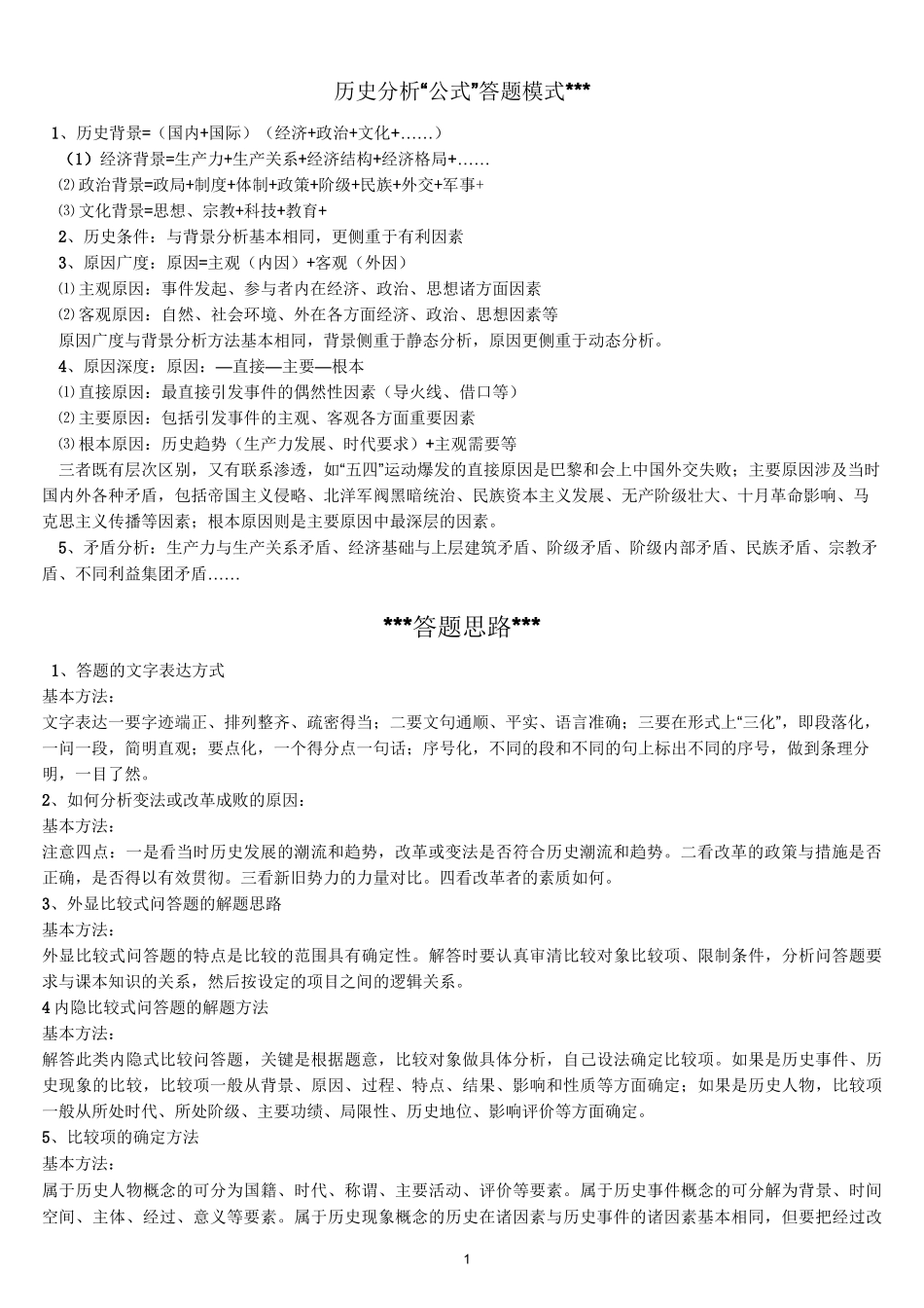 高考历史答题模式汇总_第1页