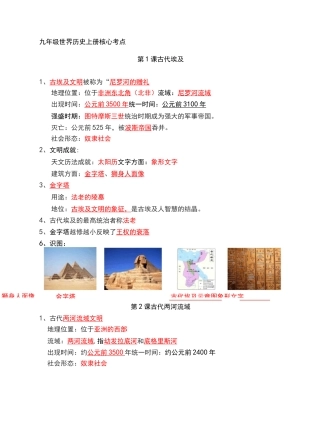 九年级历史上册核心基础知识