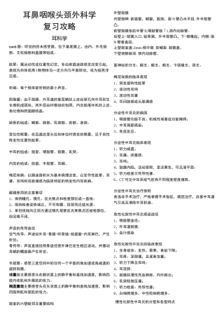 耳鼻咽喉头颈外科学复习攻略