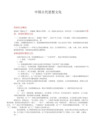 高中历史中国古代思想文化