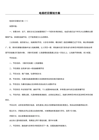 (完整版)电视栏目策划方案