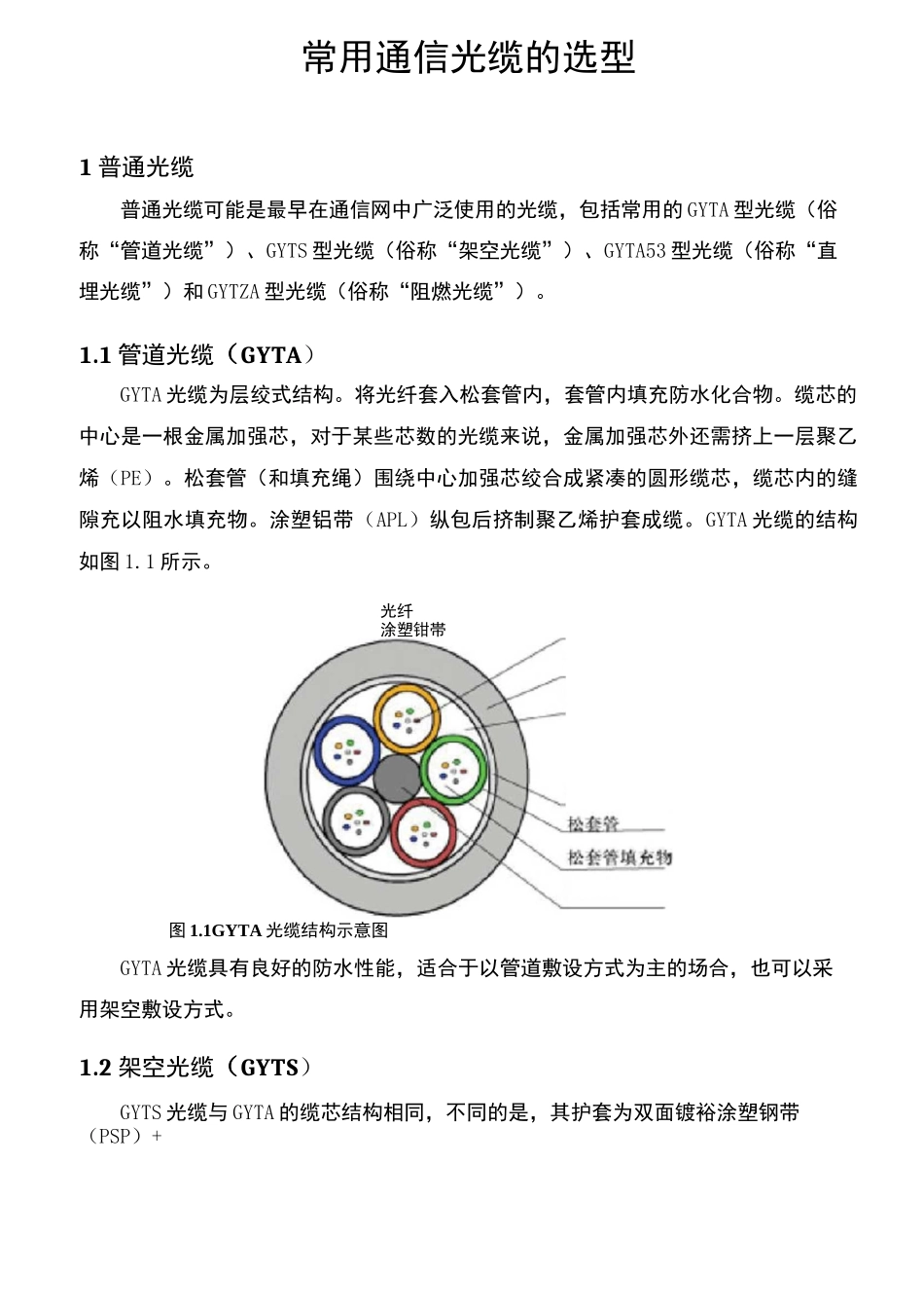 常用通信光缆的选型_第1页