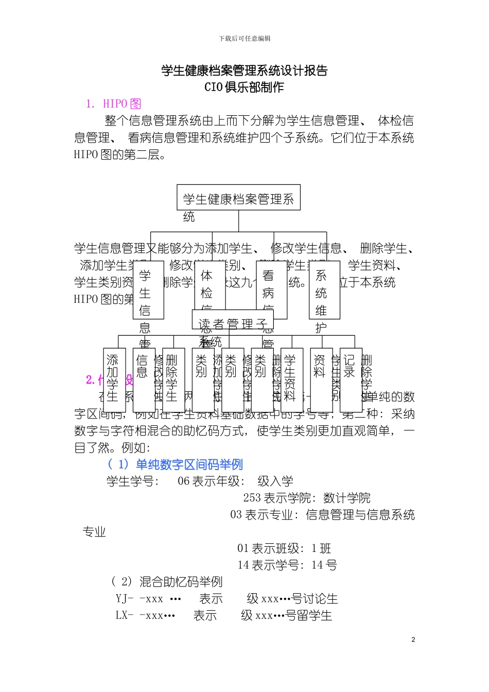 学生健康档案管理系统设计报告模板_第2页