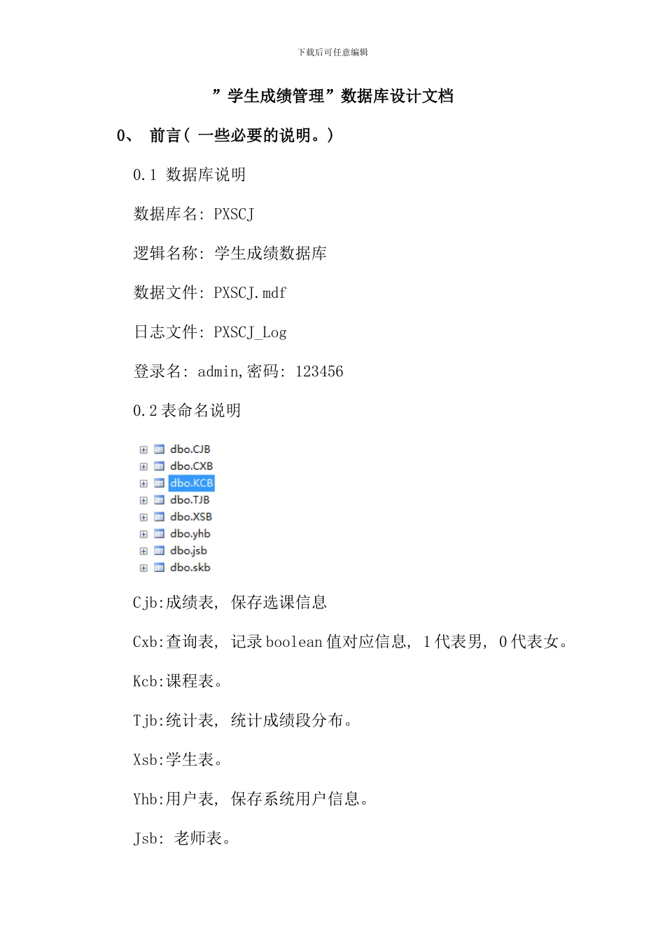 学生成绩管理系统数据库设计文档全样本_第1页