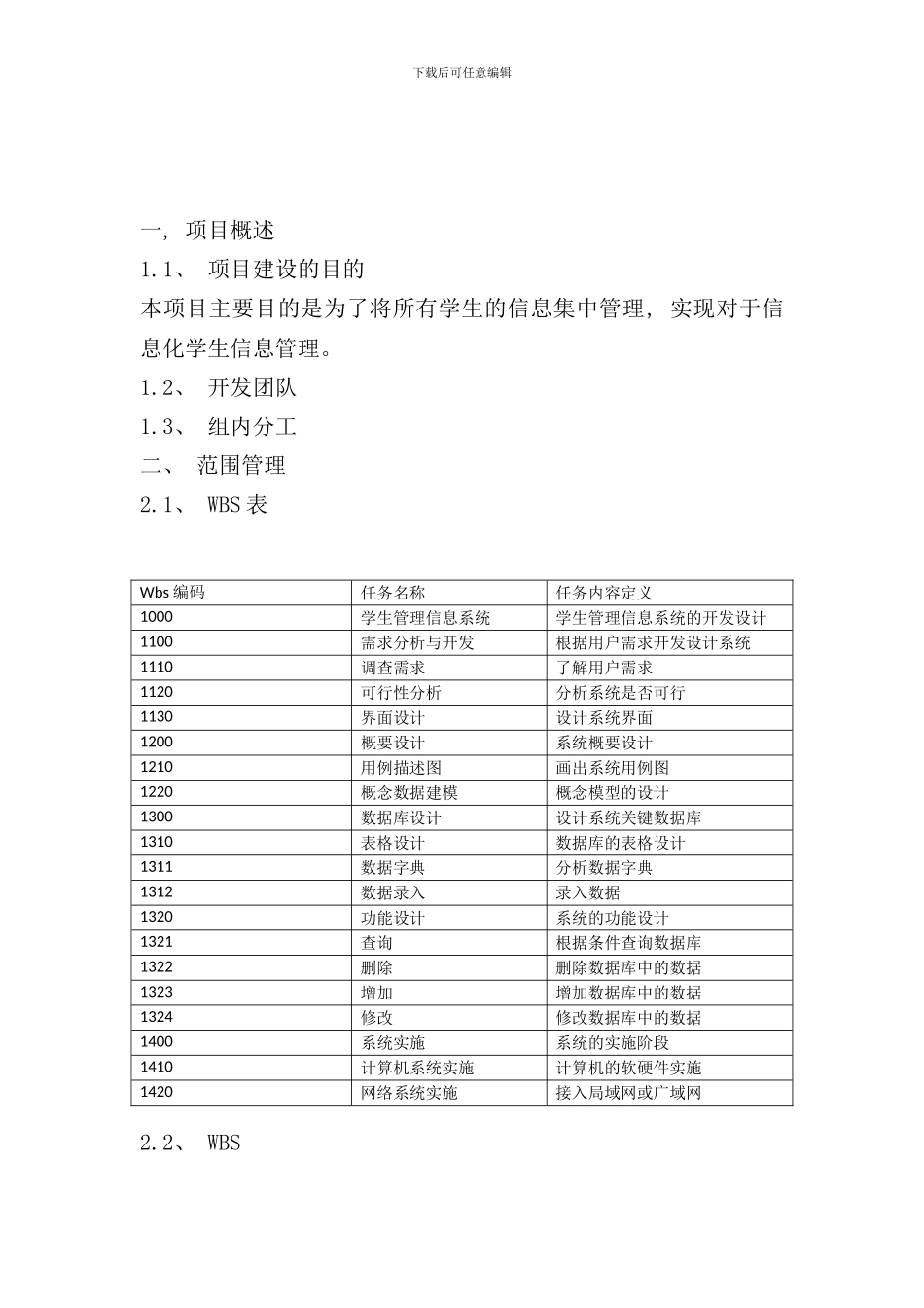 学生管理信息系统项目管理样本_第1页