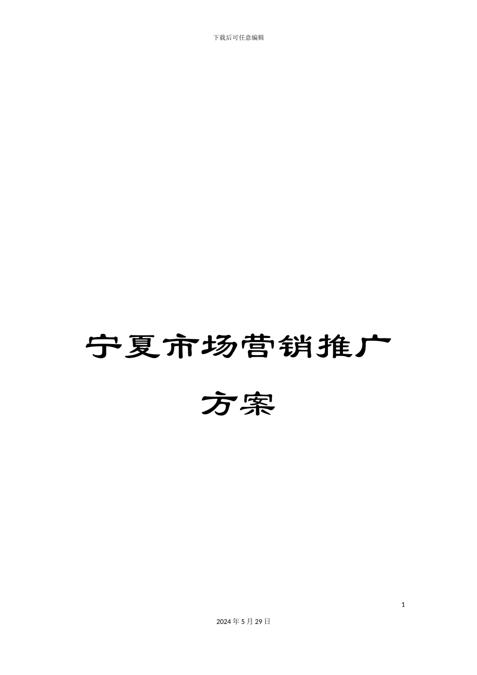 宁夏市场营销推广方案_第1页
