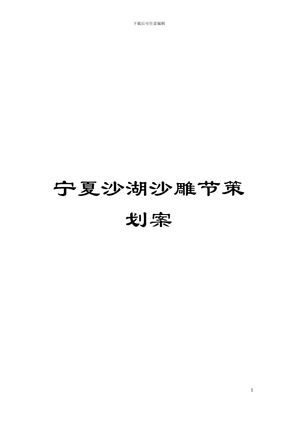 宁夏沙湖沙雕节策划案模板_第1页