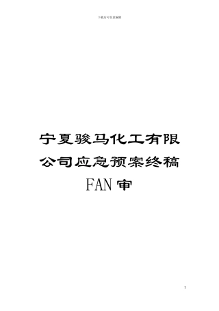 宁夏骏马化工有限公司应急预案终稿FAN审模板
