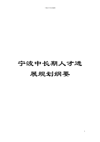 宁波中长期人才发展规划纲要模板