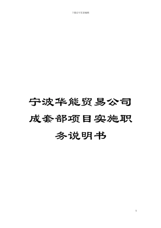 宁波华能贸易公司成套部项目实施职务说明书模板