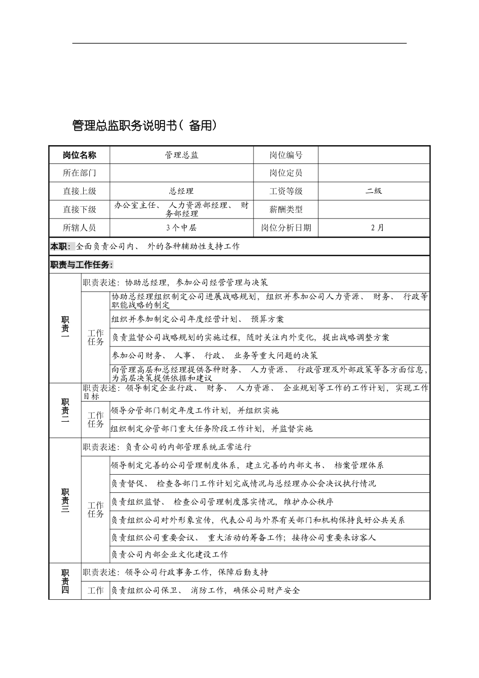 宁波华能贸易公司管理总监职务说明书模板_第2页