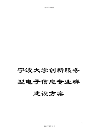 宁波大学创新服务型电子信息专业群建设方案