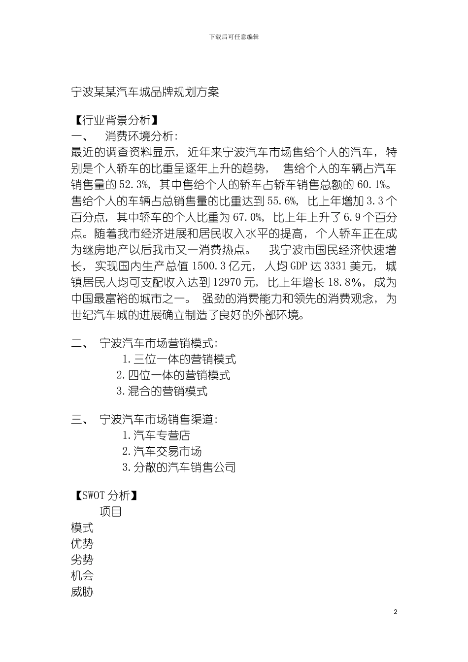 宁波汽车城品牌规划方案模板_第2页