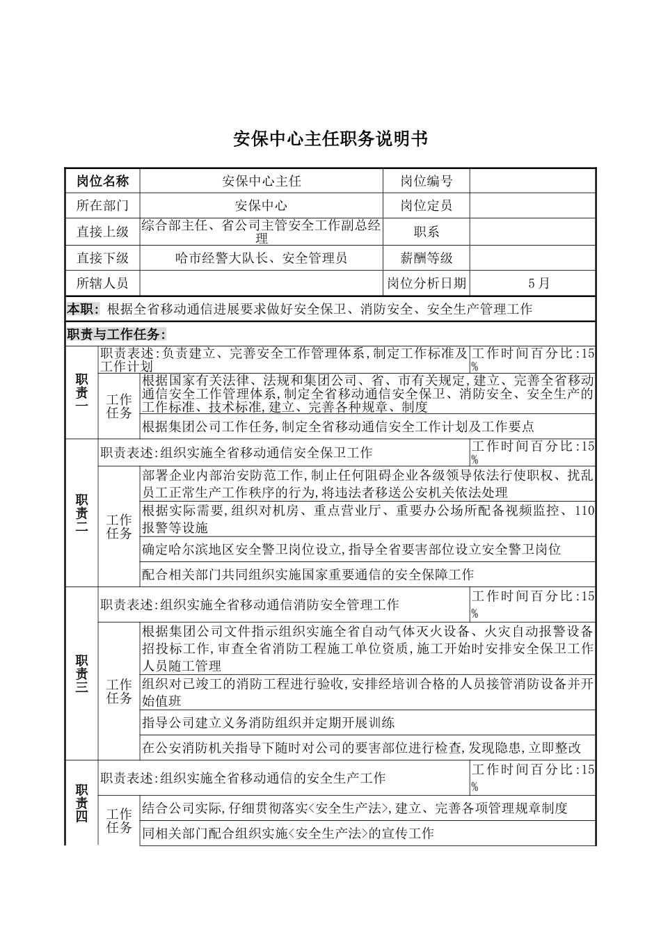 安保中心主任的职务说明书_第2页