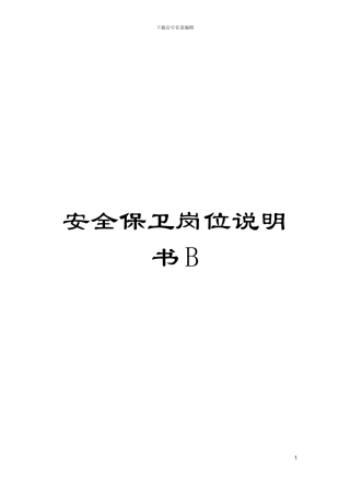 安全保卫岗位说明书B模板