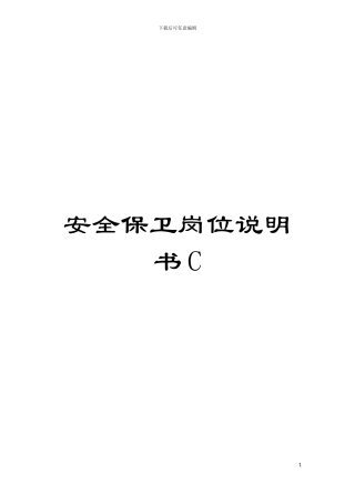 安全保卫岗位说明书C模板