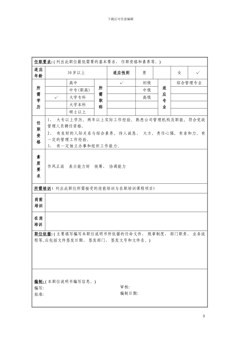安全保卫岗位说明书模板_第3页