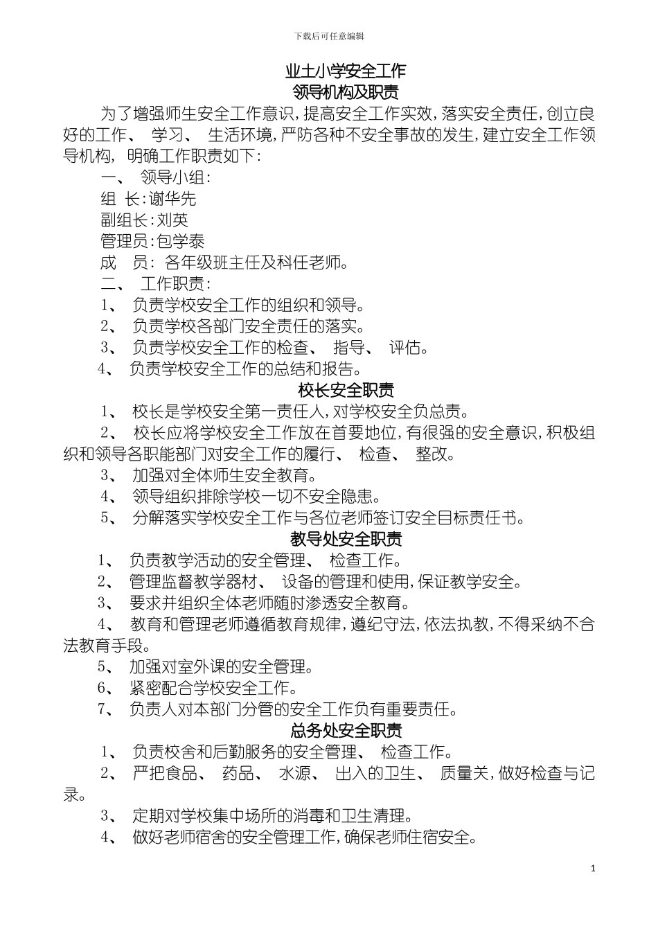 安全工作领导机构及职责制度模板_第2页