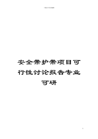 安全带护带项目可行性研究报告专业可研模板