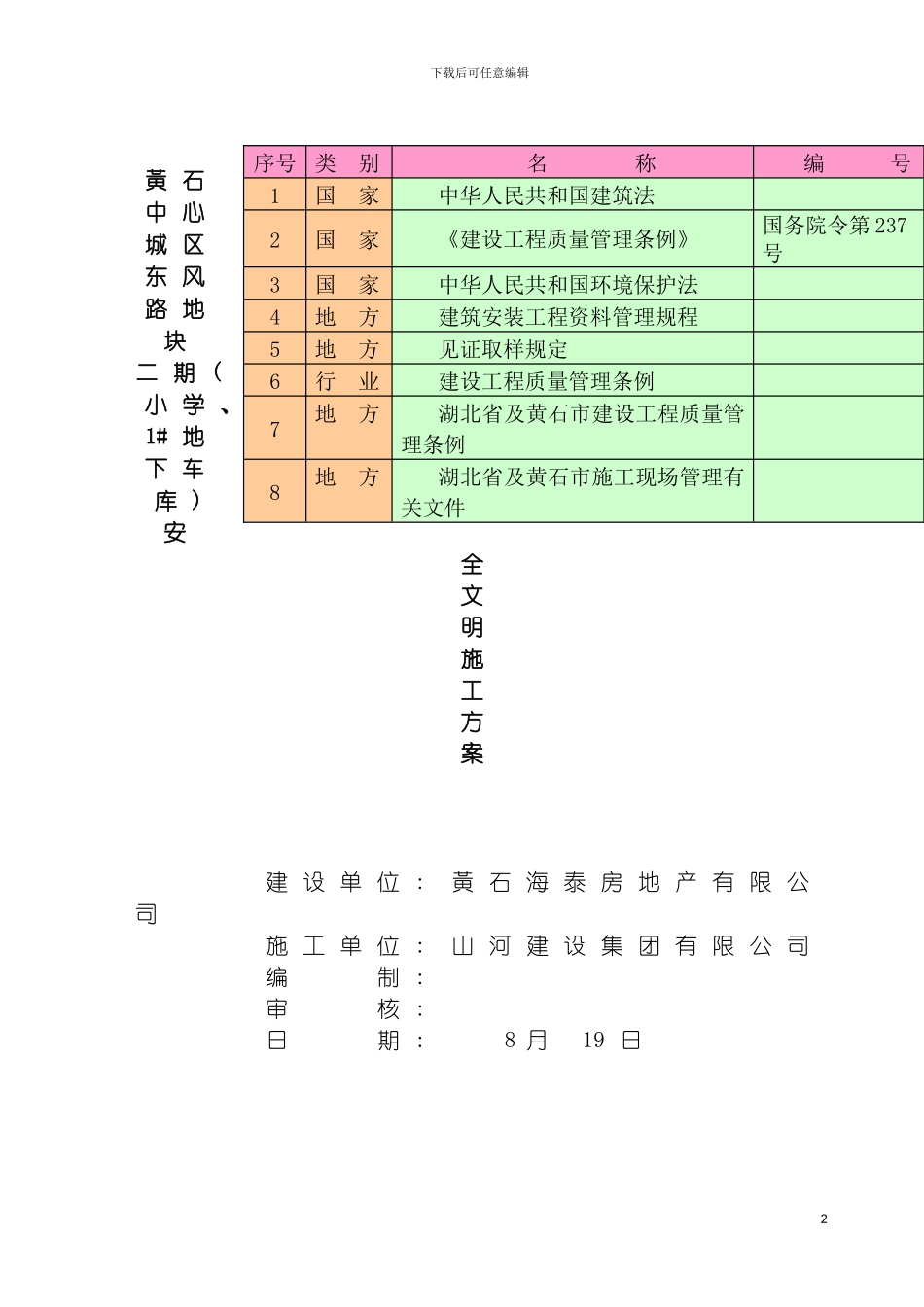 安全文明施工方案MicrosoftWord文档模板_第2页