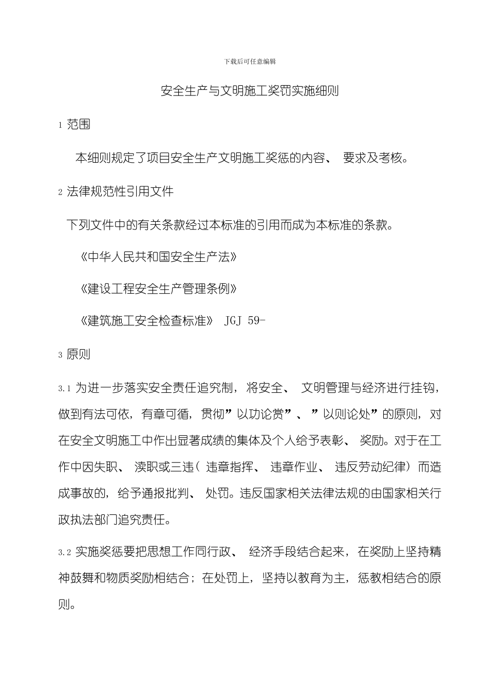 安全生产与文明施工奖罚实施细则样本_第2页