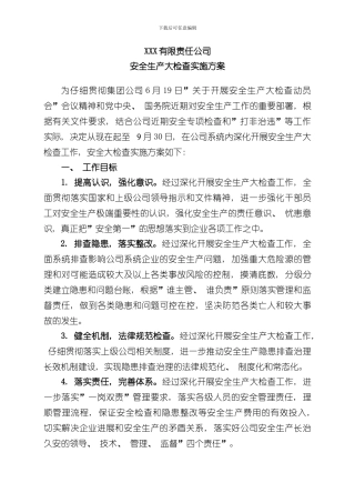 安全生产大检查方案样本
