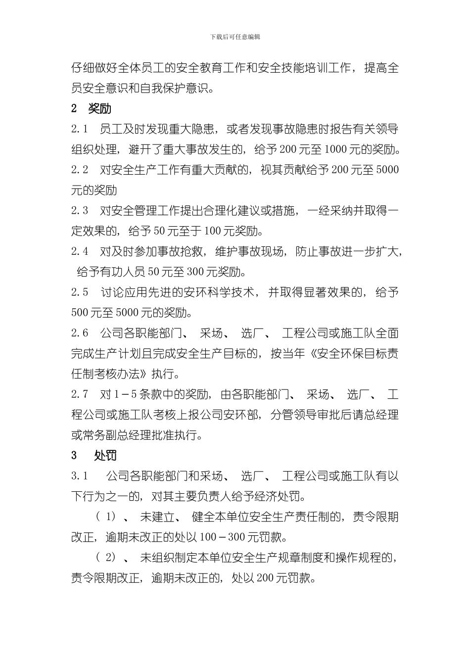 安全生产奖罚制度样本_第2页