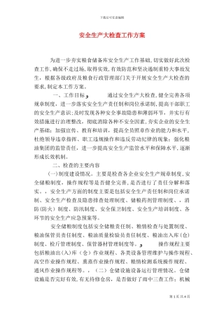安全生产大检查工作方案